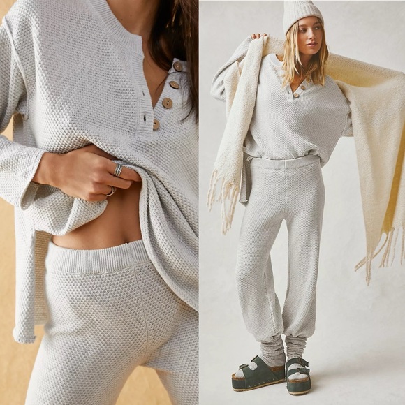 Free People Beach Hailee Sweater Set Ivory Heather Grey XS - Picture 1 of 12